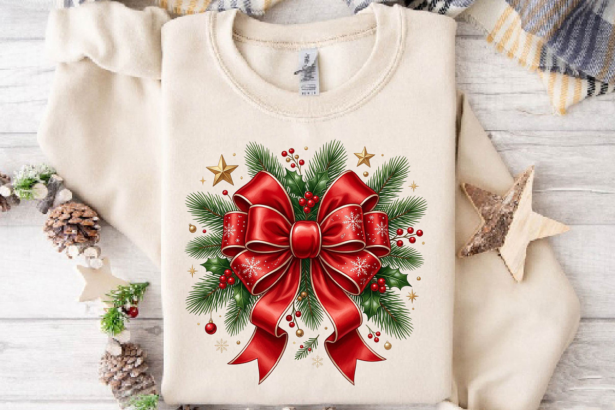 Christmas Bow Holiday Wreath PNG, a Seasonal Illustration by DreamPrint404 (Photo 4 of 6)