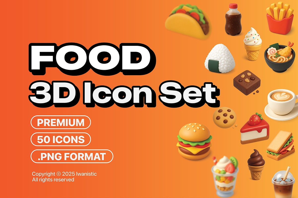 FOOD 3D Icons set PREMIUM, an Icon by Iwanistic (Photo 1 of 6)