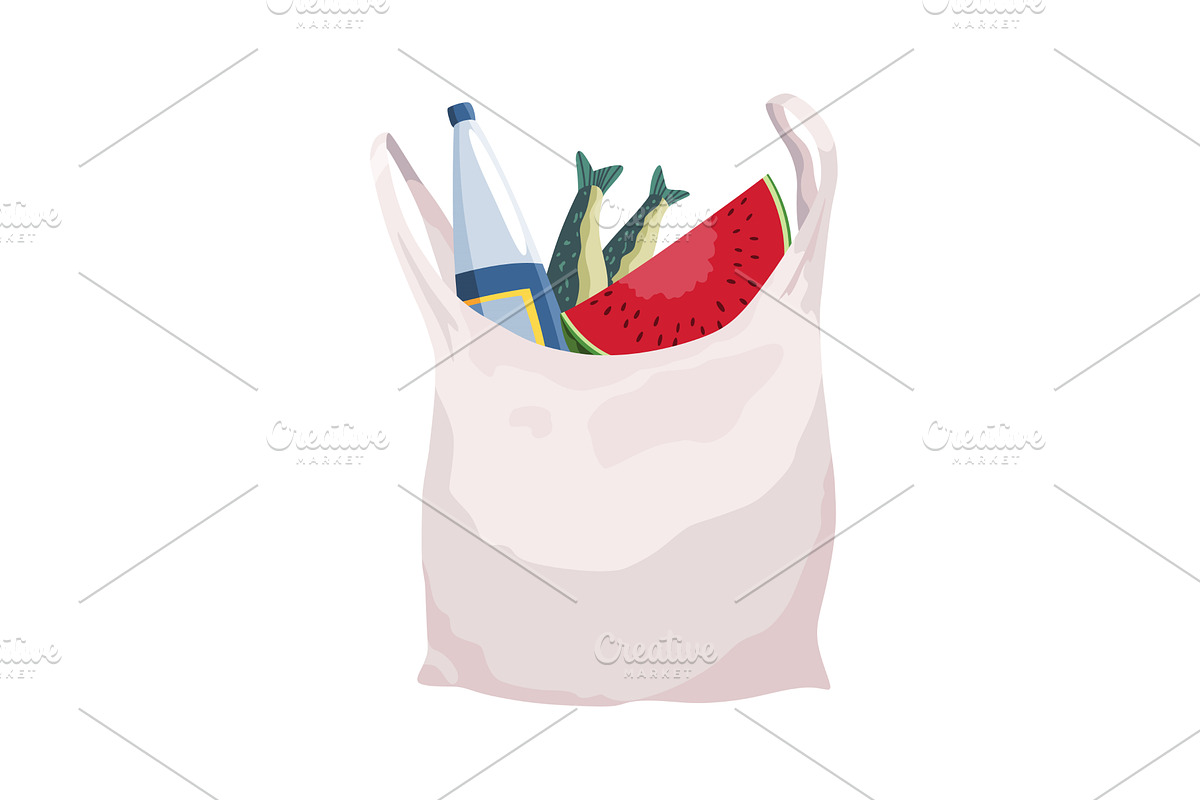 Shopping bag products grocery, an Animal Illustration by the8monkey