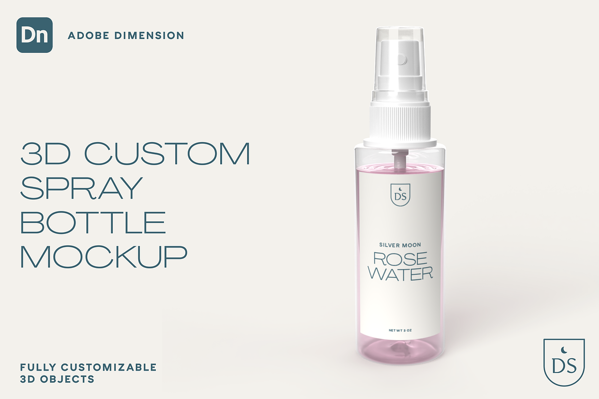 3D Custom Spray Bottle Mockup, a Packaging Mockup by Silver Moon Design School (Photo 1 of 2)