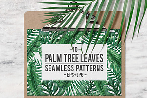 Palm leaves seamless pattern