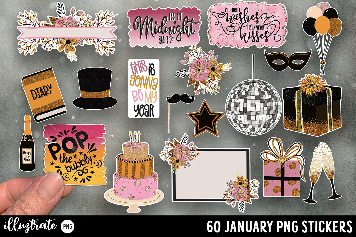January Stickers for Cricut, an Illustration by illuztrate (Photo 1 of 8)
