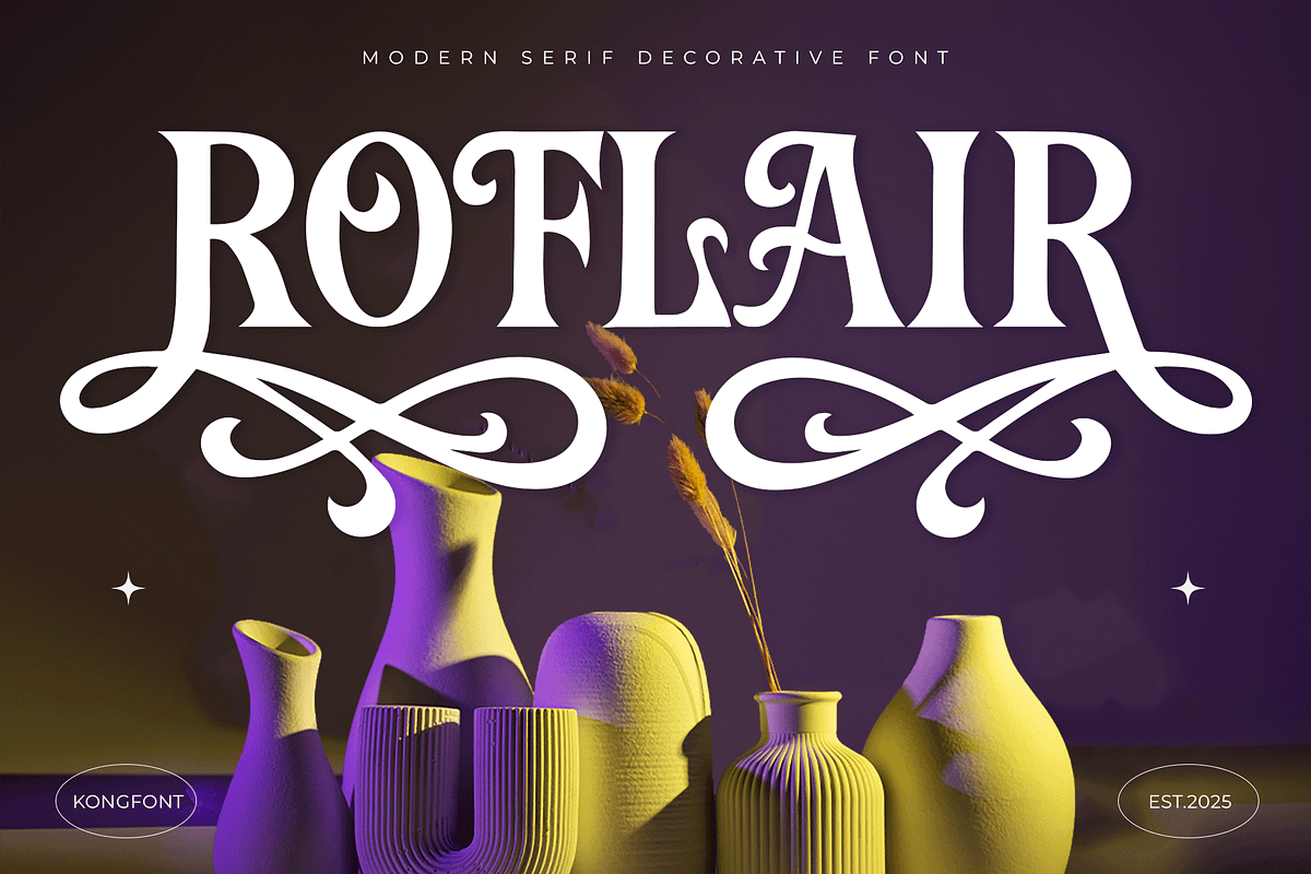 Roflair–Modern Decorative Serif Font, a Serif Font by overlaytemplates (Photo 1 of 5)