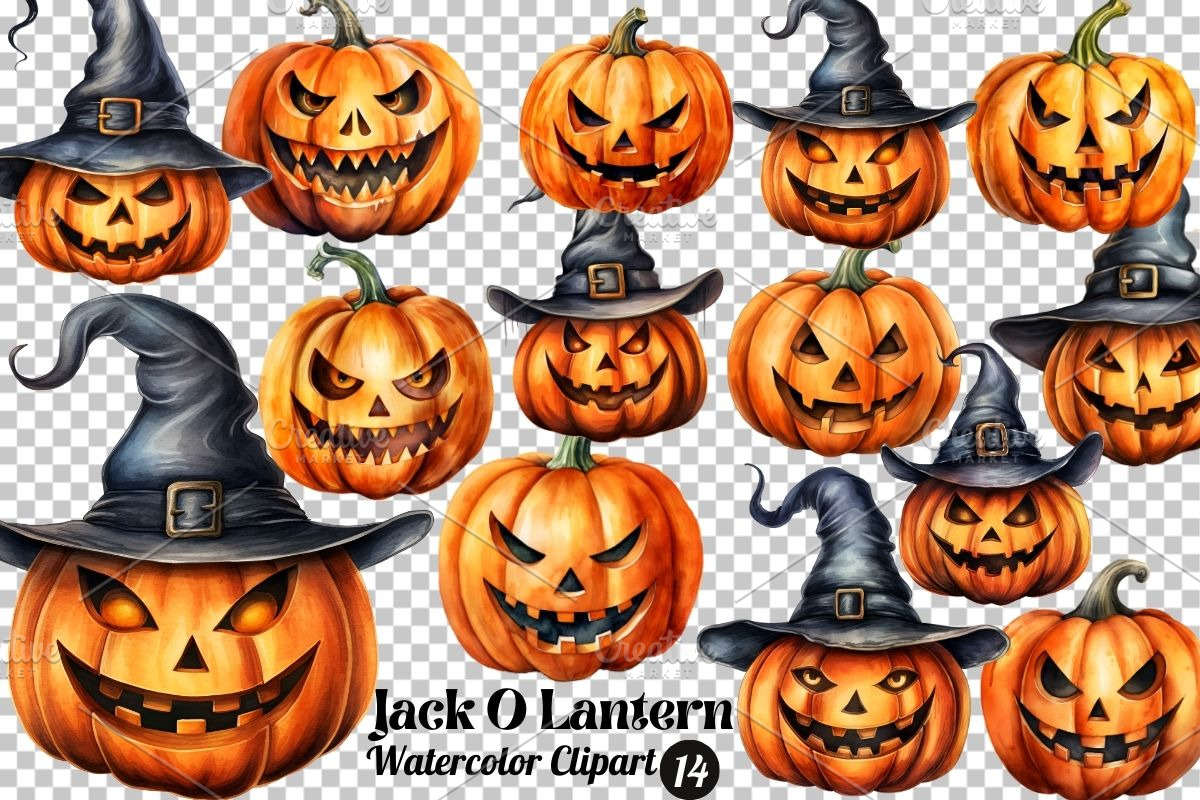 Jack O Lantern Watercolor Clipart, a Seasonal Illustration by Gloria Designed It (Photo 2 of 7)