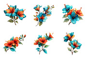 Whimsical spring hibiscus flowers, an Illustration by SinaCreation (Thumbnail 3 of 11)