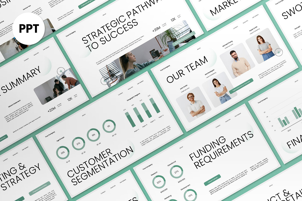 White Green Business Plan PPT, a Presentation Template by graphicook (Photo 2 of 8)