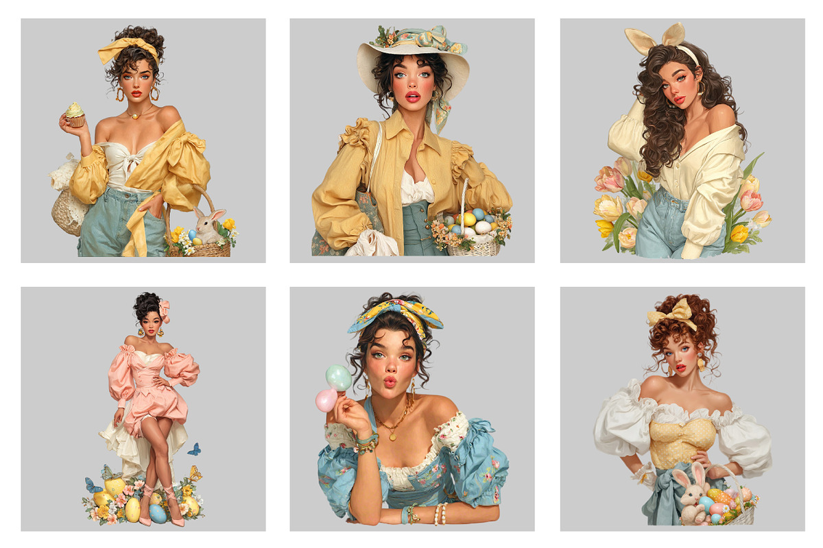 Whimsical Easter Girls Clipart, an Illustration by Black Bird Studio (Photo 5 of 5)