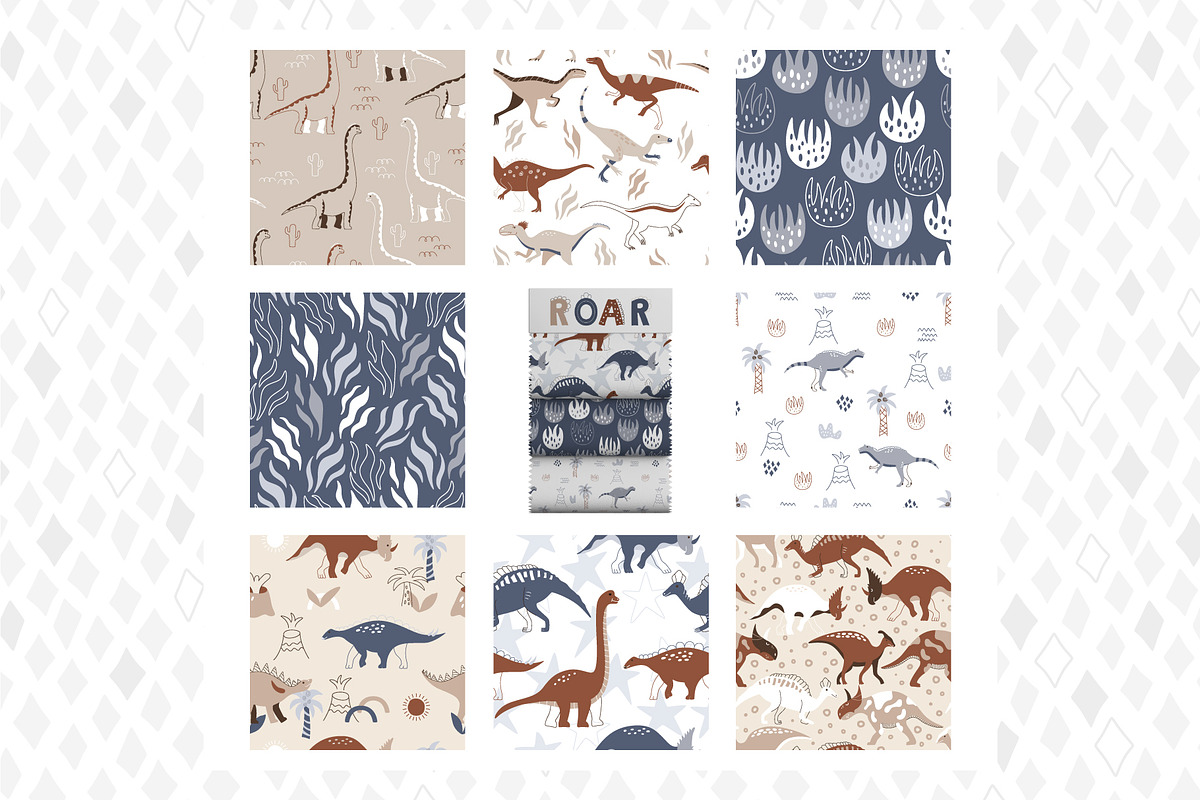 ROAR. Dino Patterns & Alphabet, a Pattern Graphic by ValeriiaFeeva (Photo 6 of 12)
