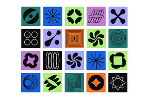 Brutalism shapes set + backgrounds, a Decorative Illustration by PaperTrident