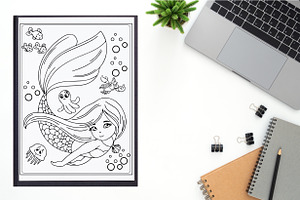 200 Vector Mermaid Coloring Pages