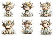 Watercolor Summer Highland Cow Clipa, an Illustration by GatewayDesign (Thumbnail 2 of 6)