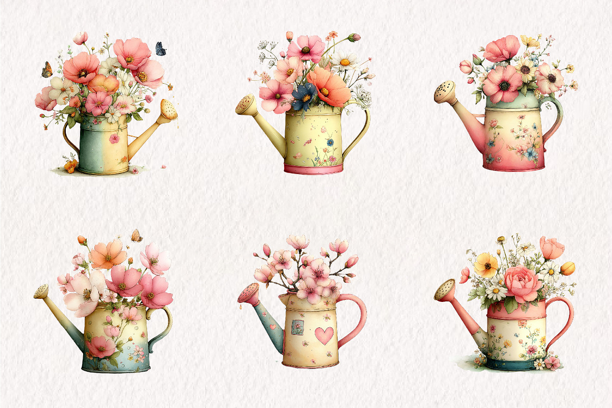 Watercolor Watering Can Clipart, an Illustration by CreationArt (Photo 7 of 7)