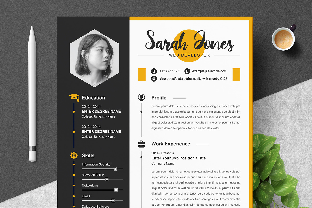 Professional Creative Resume / CV, a Resume Template by ResumeInventor (Photo 1 of 6)