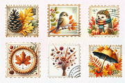 Watercolor Autumn Postage Stamp Clip, an Illustration by CreationArt (Thumbnail 2 of 5)