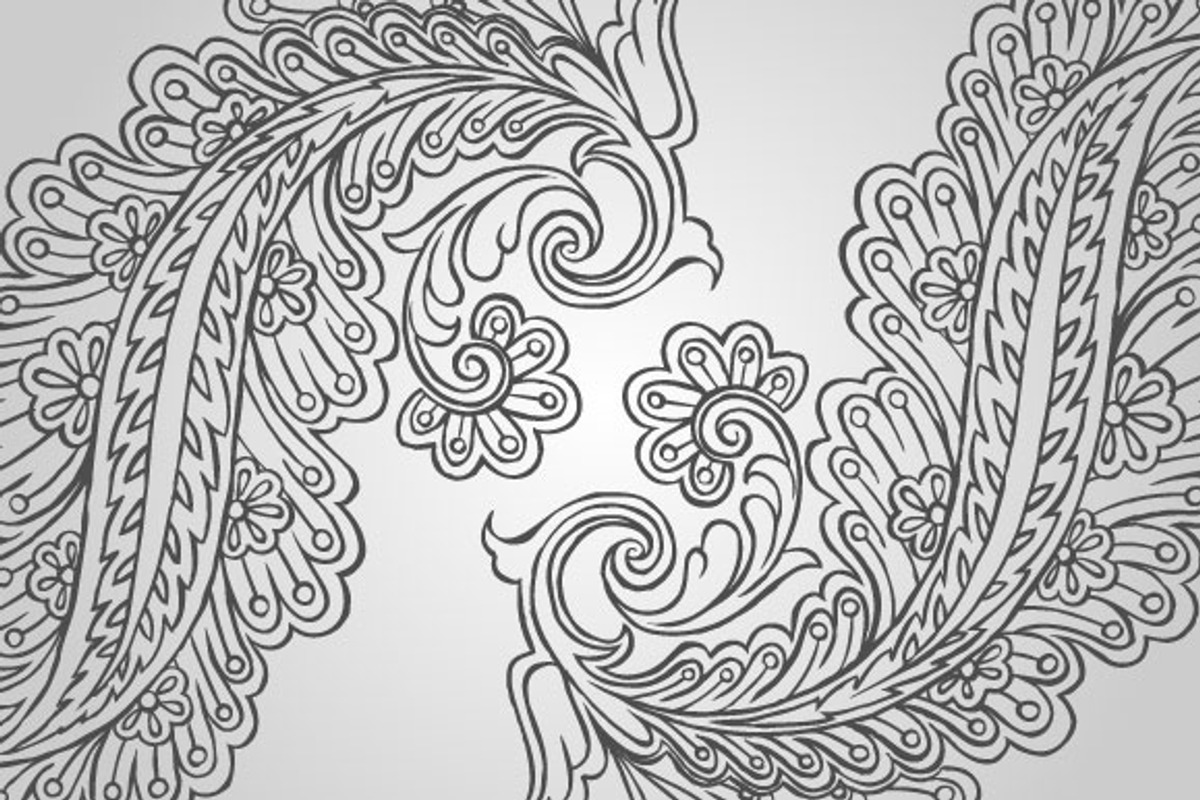 12 Paisley Floral Designs (Vector) preview 3