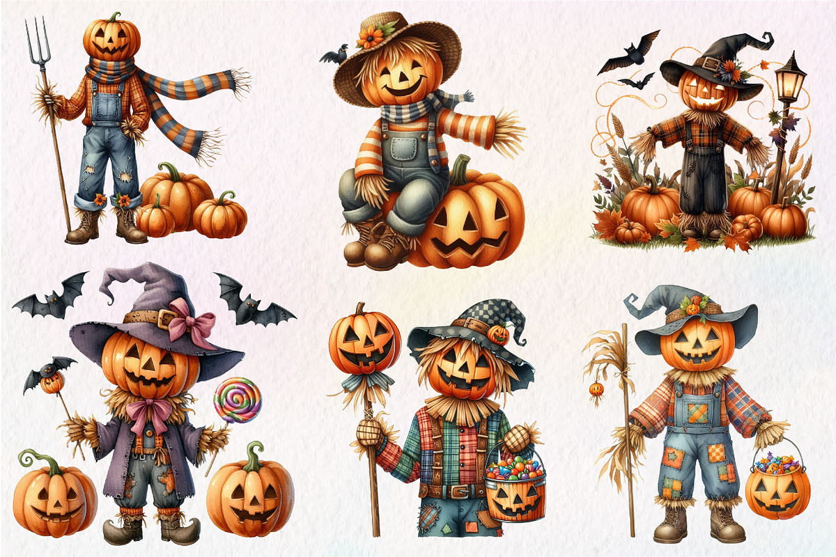 Cute Scarecrows clipart, an Illustration by CreationArt (Photo 5 of 5)