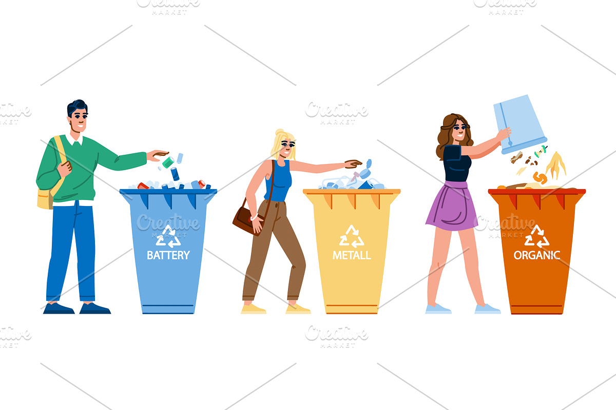 plastic sorting garbage vector, a Person Illustration by pikepicture