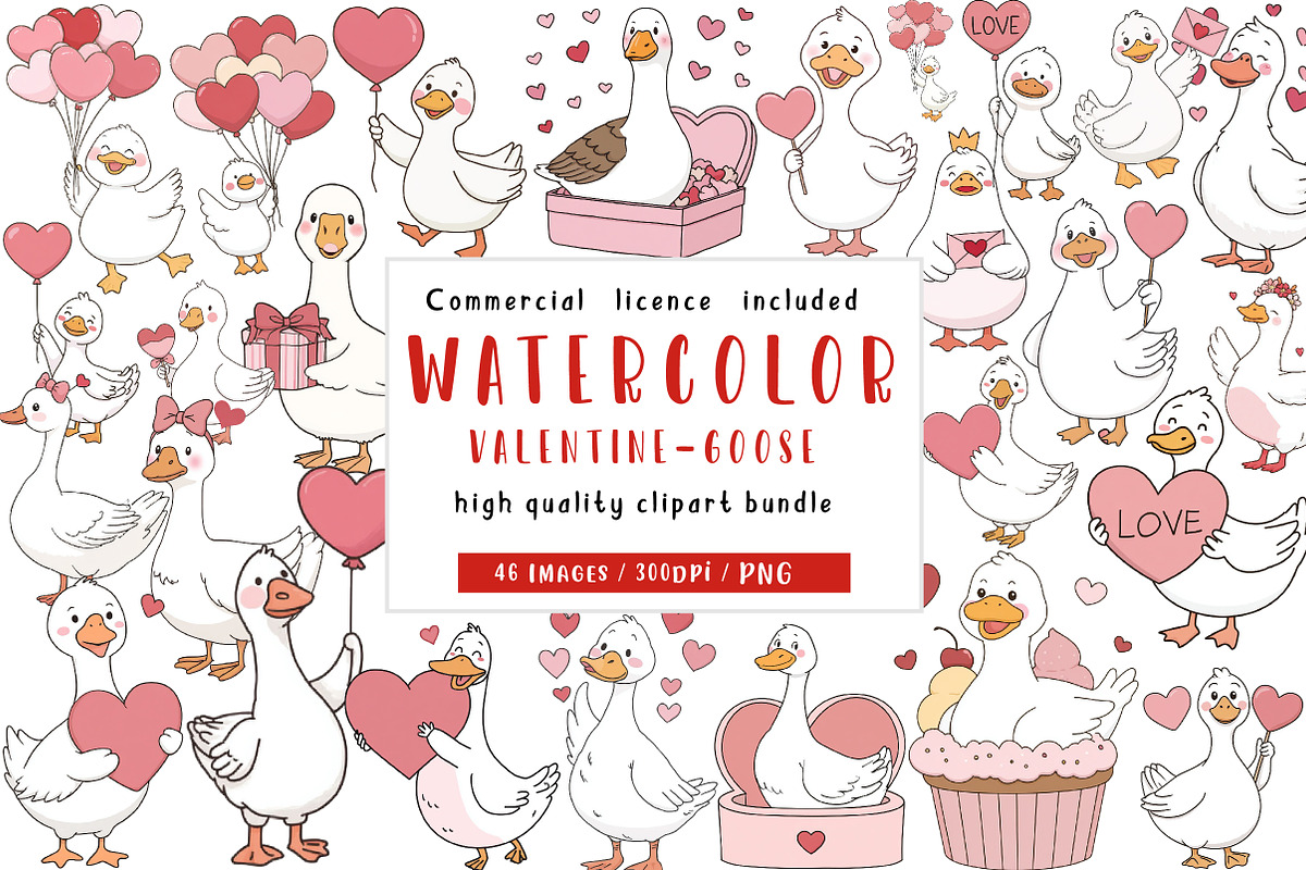 valentine-goose-clipart, an Illustration by CreationArt (Photo 1 of 7)