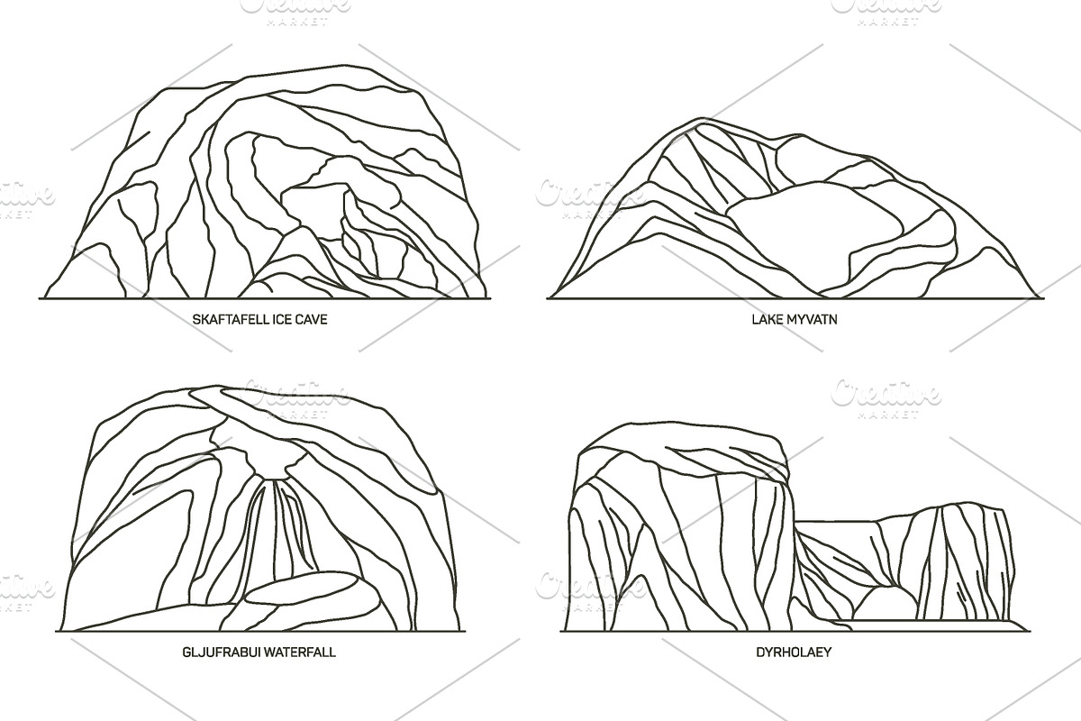 Nature sights of Island in line, an Illustration by GenziWorkshop (Photo 11 of 12)