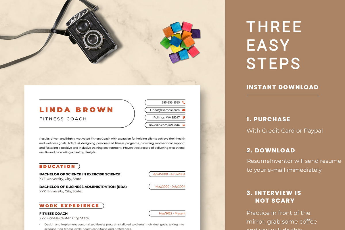 Fitness Coach Resume Template, a Resume Template by ResumeInventor (Photo 9 of 9)