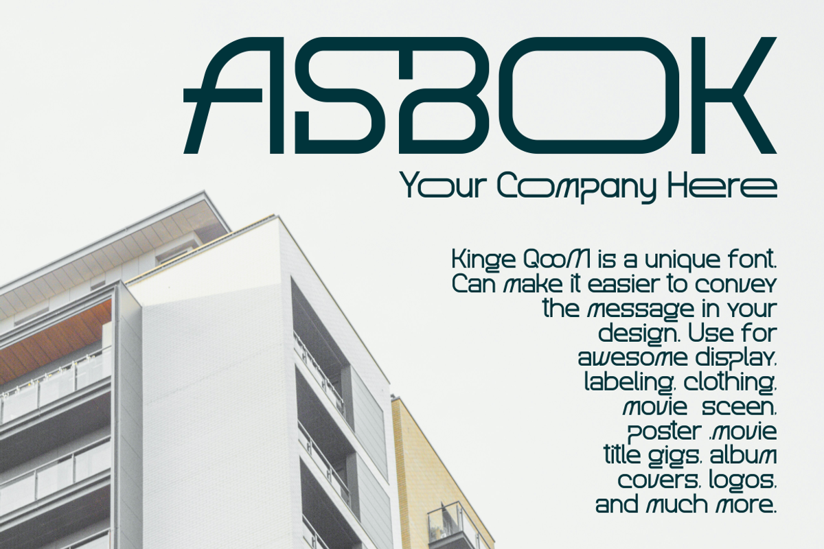 Kinge QooM - Modern Logo Font, a Sans Serif Font by Viswal Studio (Photo 2 of 8)