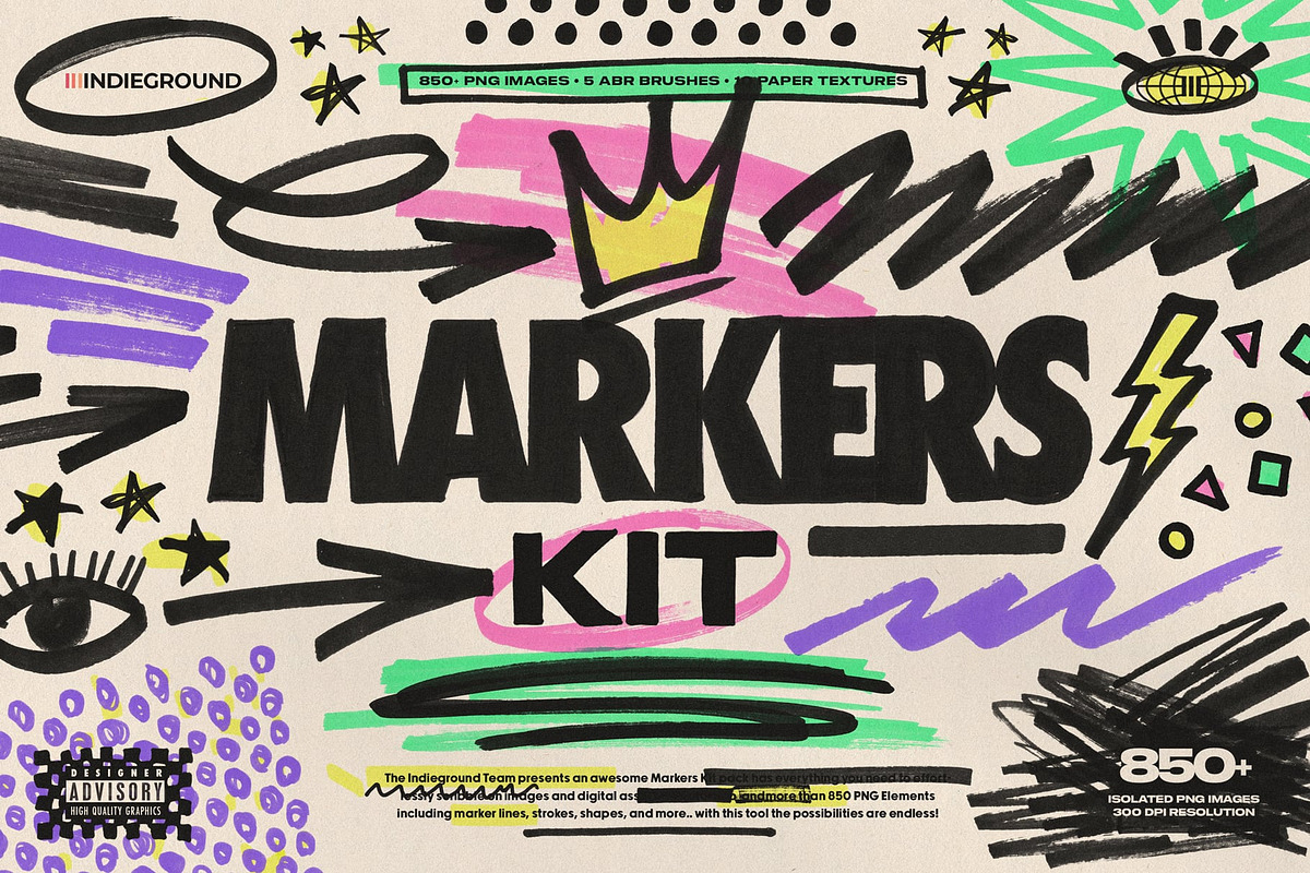 Markers Kit, an Object Graphic by Indieground Design Inc. (Photo 1 of 16)