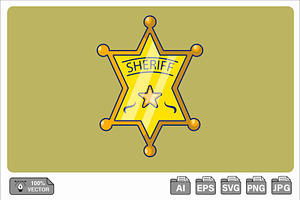 Cowboy Sheriff Badge Cartoon Vector, an Object Illustration by Artstorystudio