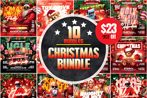 10 Christmas Party Flyer Bundle, a Flyer Template by RTXdesinger99