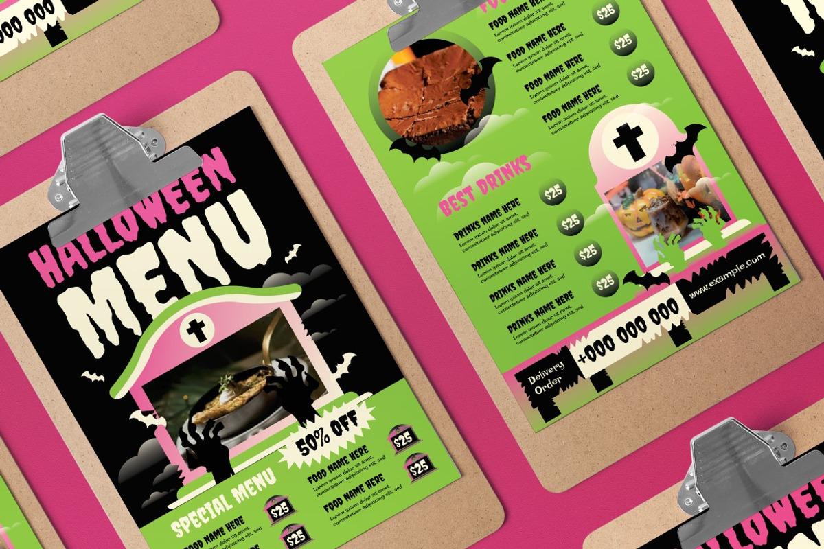 Black Maximalist Halloween Menu, a Flyer Template by graphicook (Photo 3 of 4)