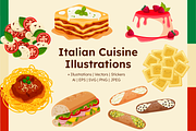 Italian Cuisine Food Illustrations, a Food Illustration by ThePixelLibrary (Thumbnail 1 of 7)