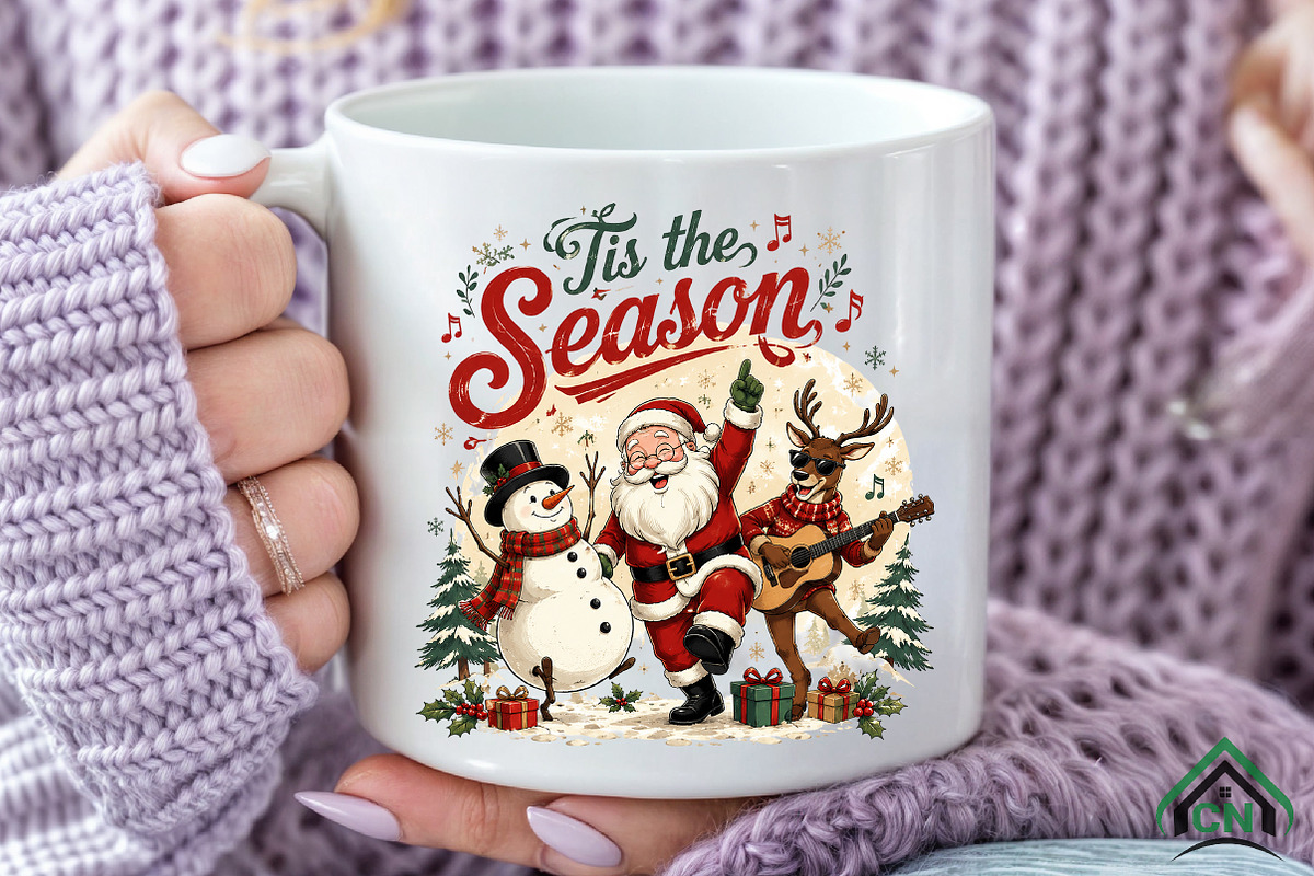 Retro Tis the season png, Santa, a Seasonal Illustration by Craft Nest (Photo 5 of 5)