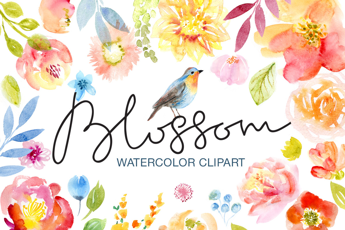 Watercolor Floral Clip Art, an Illustration by Anna Guz's Store (Photo 1 of 9)