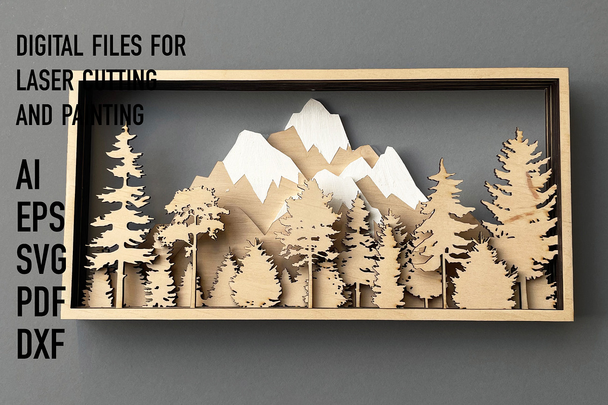mountains and forest laser cut files, an Object Graphic by HelloWood (Photo 3 of 4)