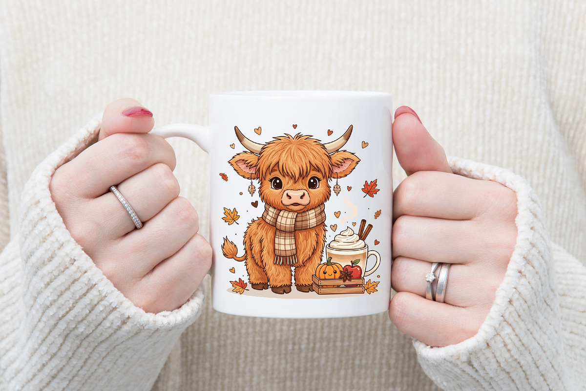 Fall Highland Cow Ghost Halloween, an Illustration by designcity5 (Photo 6 of 8)