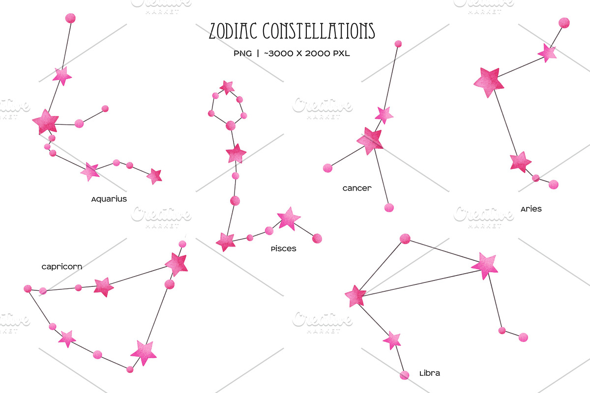 Pink star Zodiac constellations, an Object Illustration by Art and Funny (Photo 2 of 5)