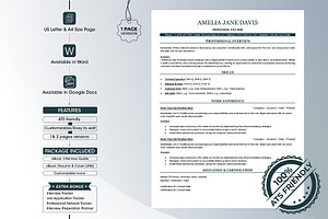 ATS friendly editable resume