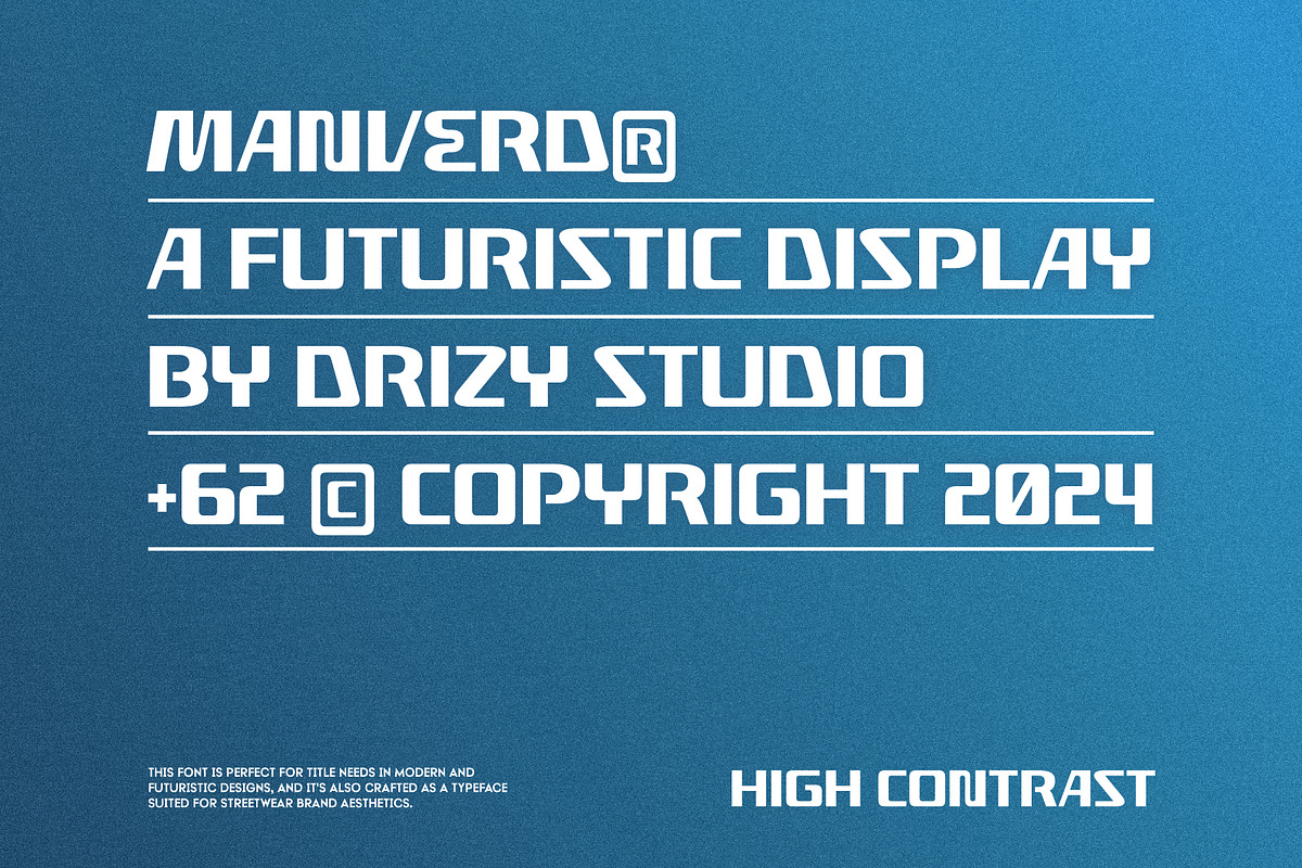 Manverd – Futuristic Display Font, a Sans Serif Font by Drizy (Photo 2 of 10)