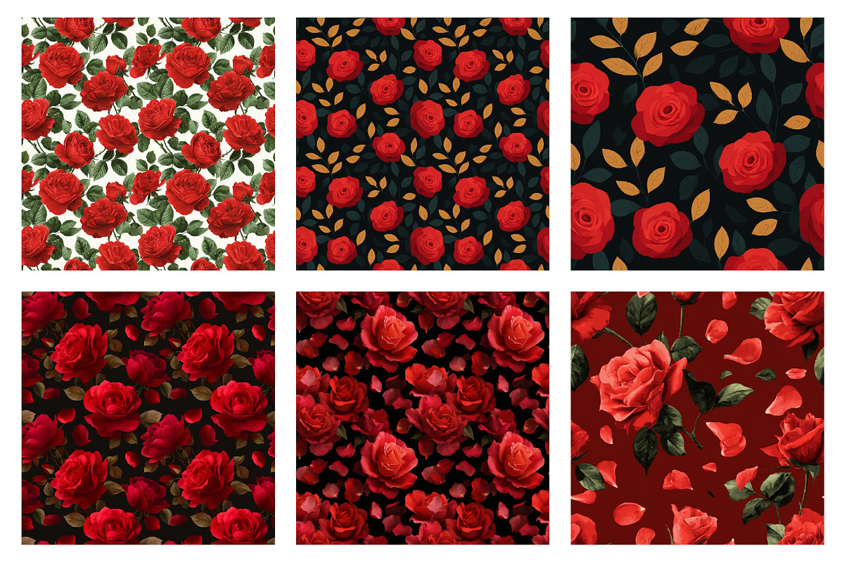 Red Roses Seamless Patterns, a Texture Illustration by Dream Creation (Photo 4 of 5)