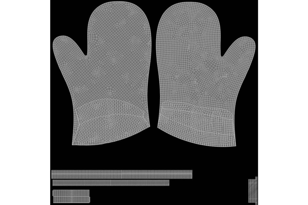White Oven Mitten 3D Model, an Object 3D Model by rebrandy