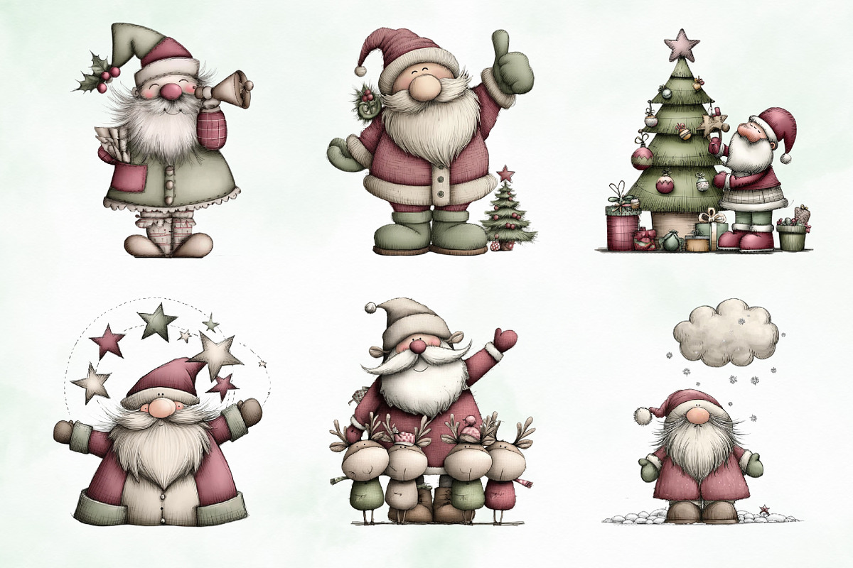 Whimsical Christmas Gnome Clipart, an Illustration by Creative Art (Photo 7 of 9)