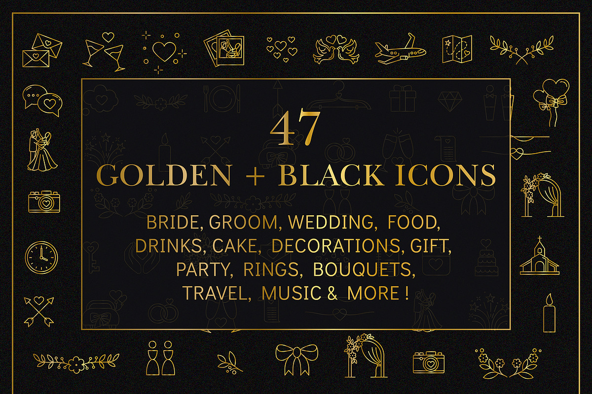 Minimal Gold Wedding Line Art Icons, a Decorative Illustration by Artberriez (Photo 2 of 4)