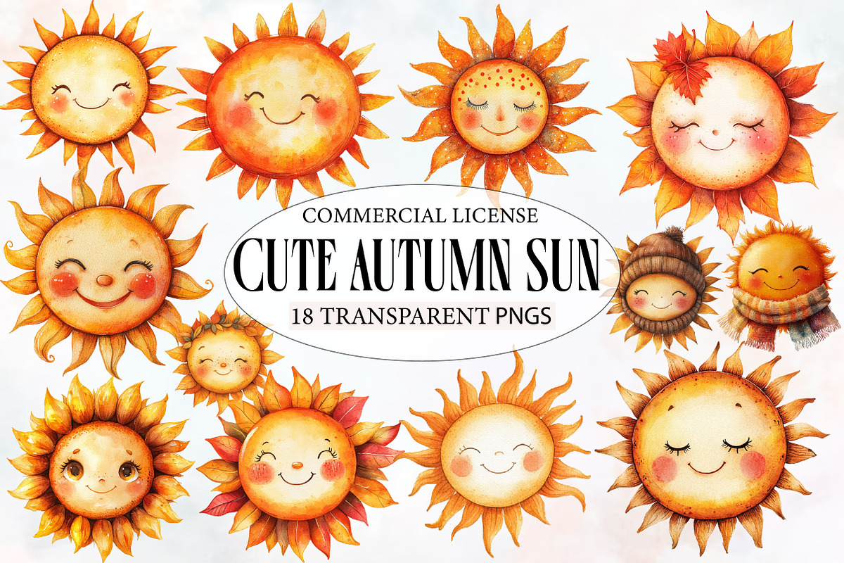 Cute Autumn Sun Clipart, an Illustration by Designworld (Photo 1 of 5)