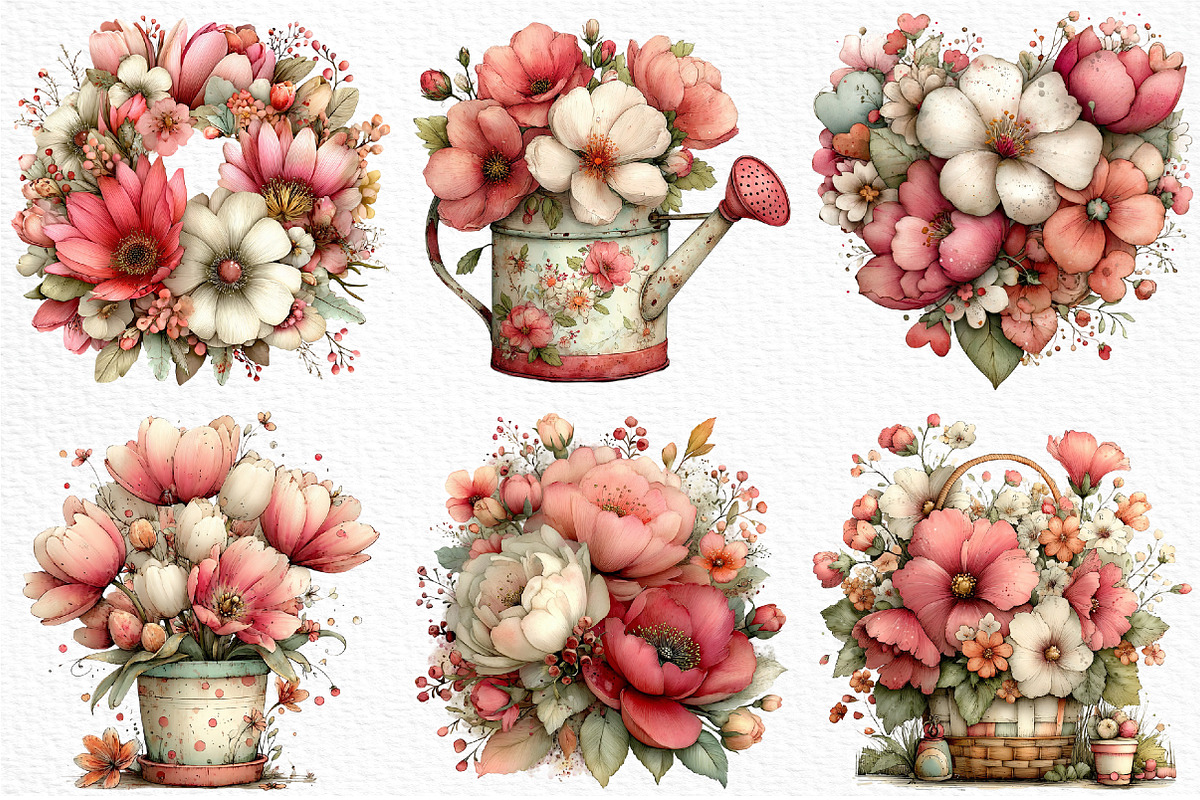 Whimsical Spring Flowers Clipart, an Illustration by Craft Nest (Photo 4 of 11)