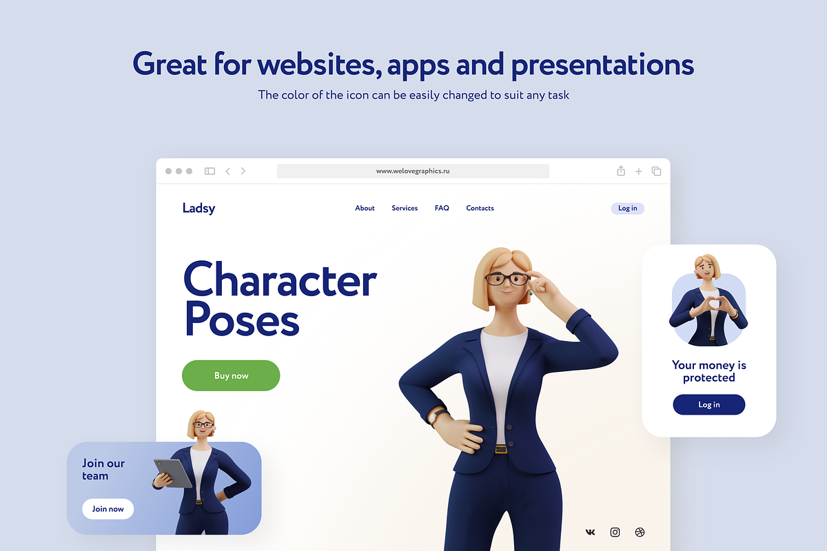 Ladsy Businesswoman 3D Character Set, a 3D by Welovegraphics (Photo 4 of 10)