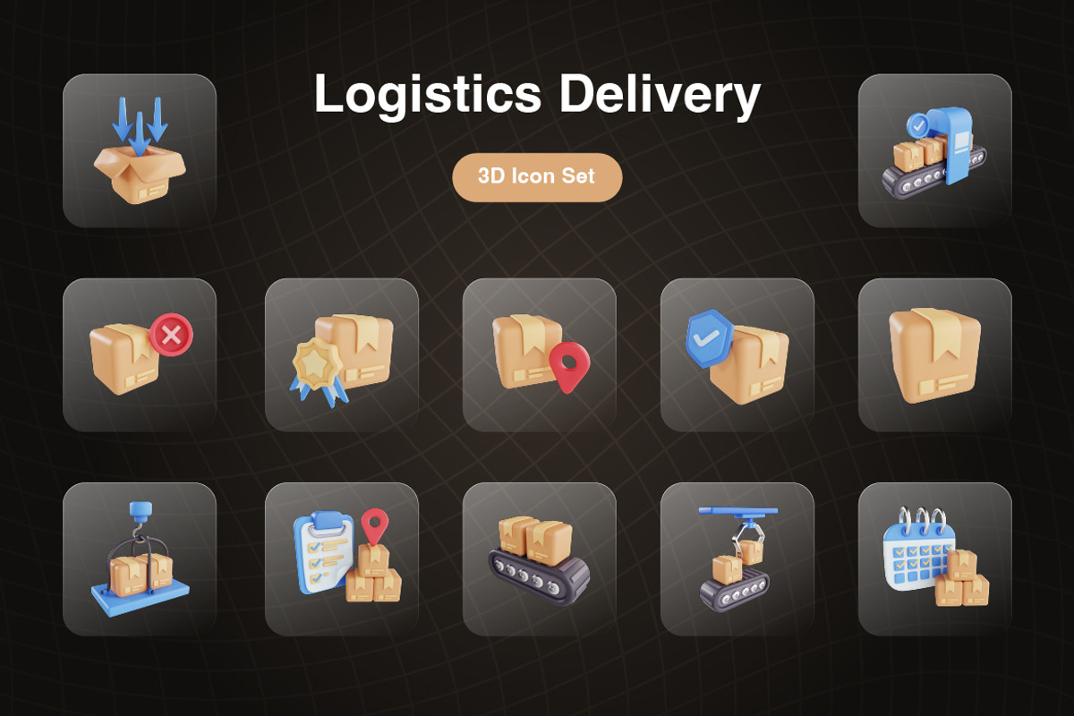 Logistics 3D Icons Set, an Object 3D Model by Kmg Design (Photo 3 of 3)