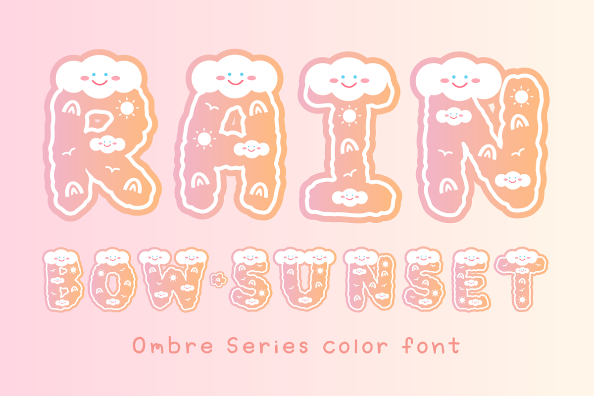 Rainbow Sunset - SVG Color Cute Font, a Symbol Font by Kanink Studio (Photo 1 of 8)
