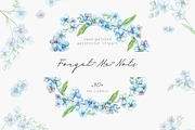 Forget Me Not Watercolor Clipart, an Illustration by Daryartsy (Thumbnail 1 of 8)