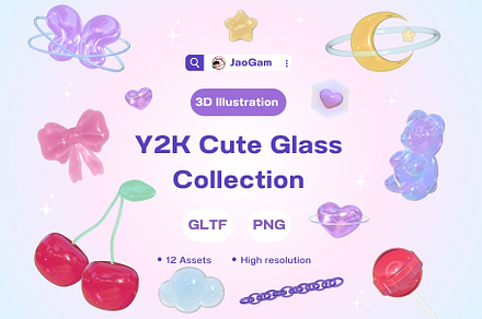 Y2K Cute Glass Collection, an Object 3D Model by JaoGam