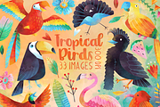 Watercolor Tropical Birds Clipart, an Illustration by DigitalArtsi (Thumbnail 1 of 4)