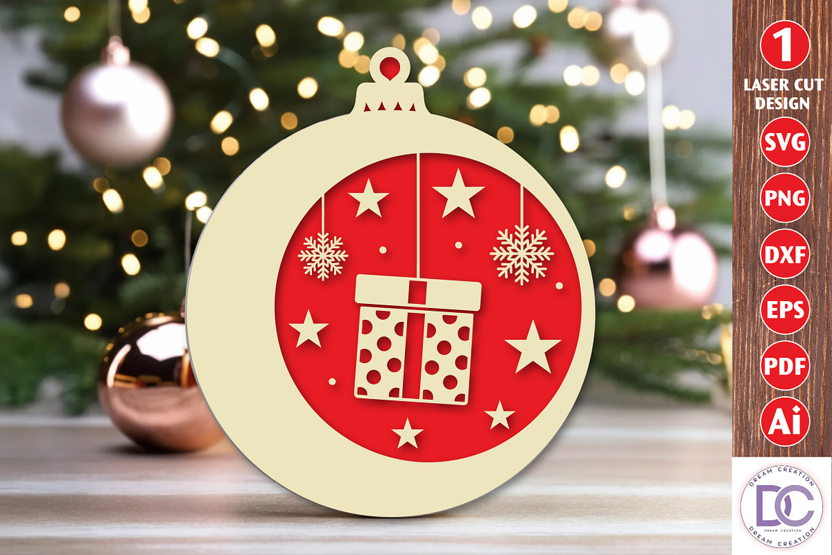 Christmas Ornament Laser Cut File, an Illustration by Dream Creation